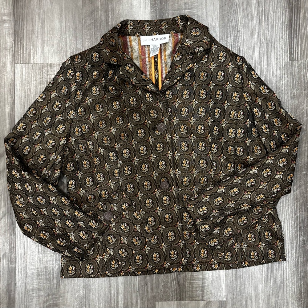 Sag Harbor Black and Gold Patterned Blazer